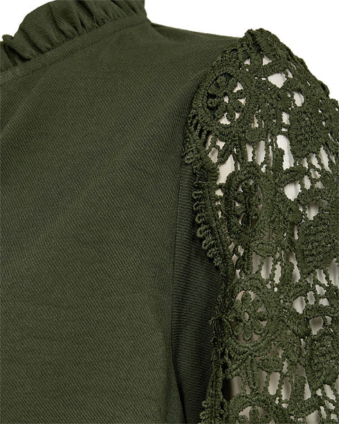 Freequent FQESSA Blouse 205567 - Long Sleeve Blouse with Lace Details