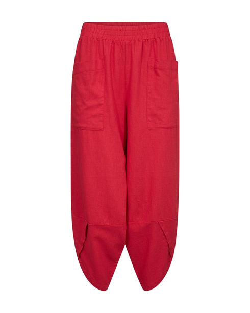 Freequent LAVA Wide Fit Pants True Red Linen Blend 205807
