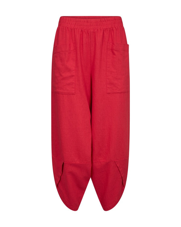 Freequent LAVA Wide Fit Pants True Red Linen Blend 205807