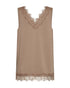 Freequent Womens Desert Taupe Lace Detail V-Neck Top 206329