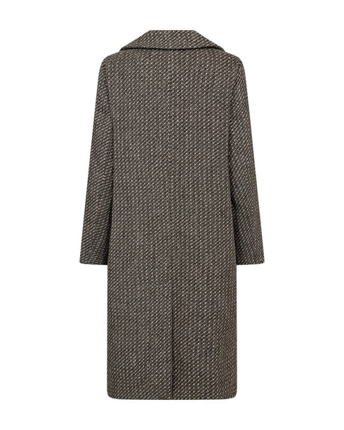 FreeQuent Nadim Women’s Textured Long Jacket – Tweed Look, Straight Fit 206584