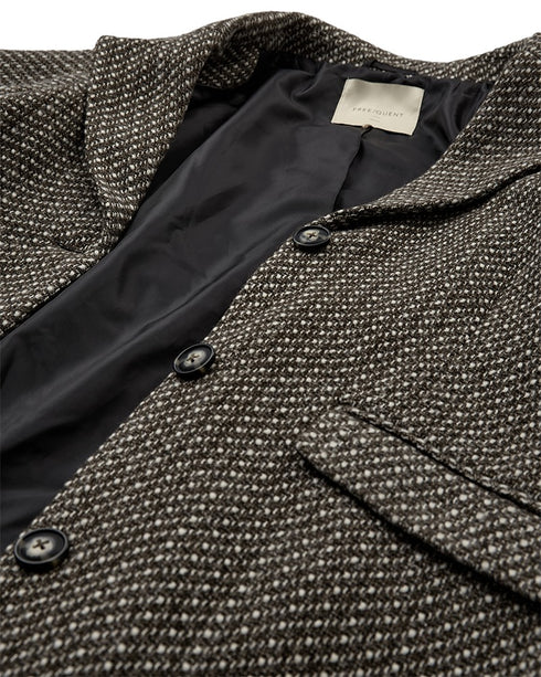 FreeQuent Nadim Women’s Textured Long Jacket – Tweed Look, Straight Fit 206584