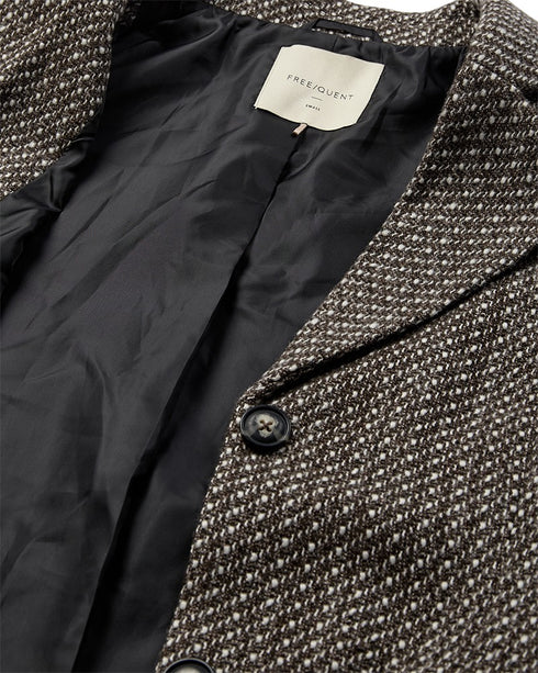 FreeQuent Nadim Women’s Textured Long Jacket – Tweed Look, Straight Fit 206584