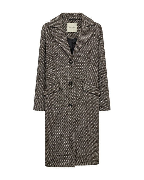 FreeQuent Nadim Women’s Textured Long Jacket – Tweed Look, Straight Fit 206584