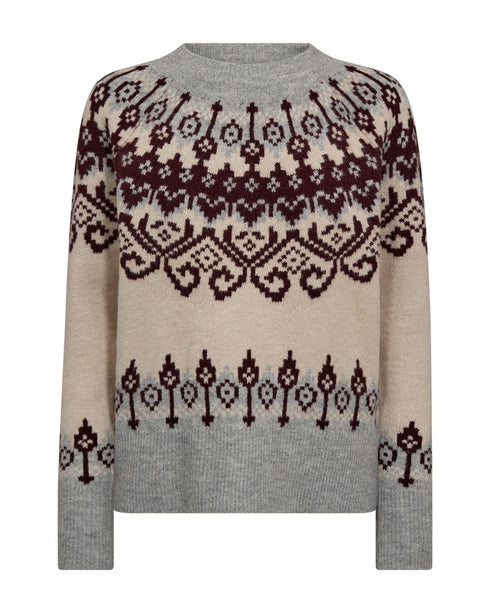 Freequent FQMerla Grey & Beige Knit Jumper 206760