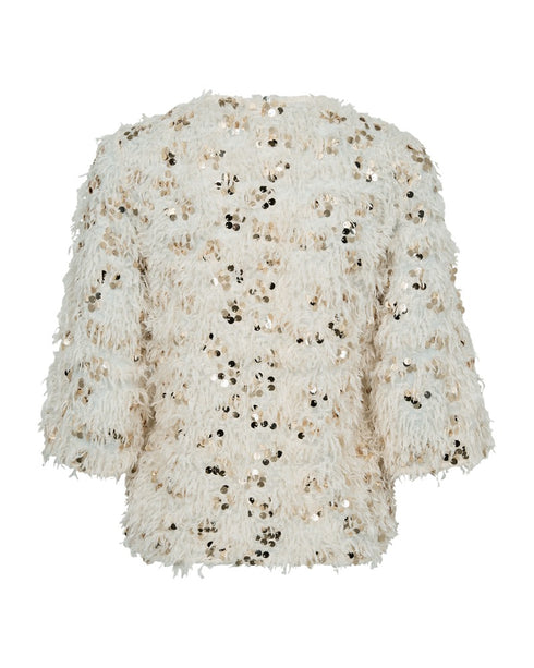 Freequent FQNolla Velvet Sequin Blouse – Beige | Elegant Women’s Occasion Top 207136