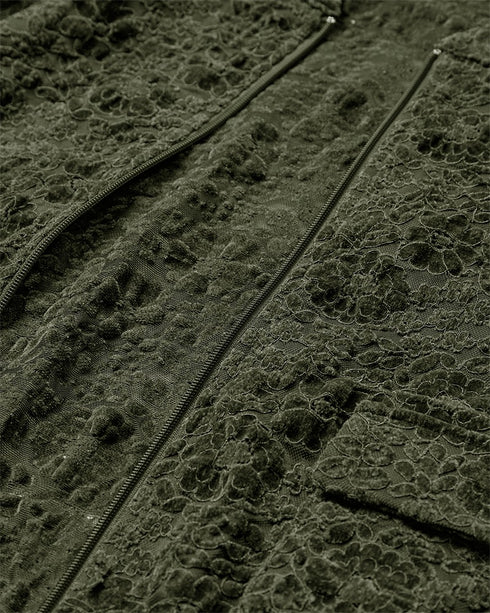 Freequent Green Mesh Bomber Jacket with Velvet Floral – 207142