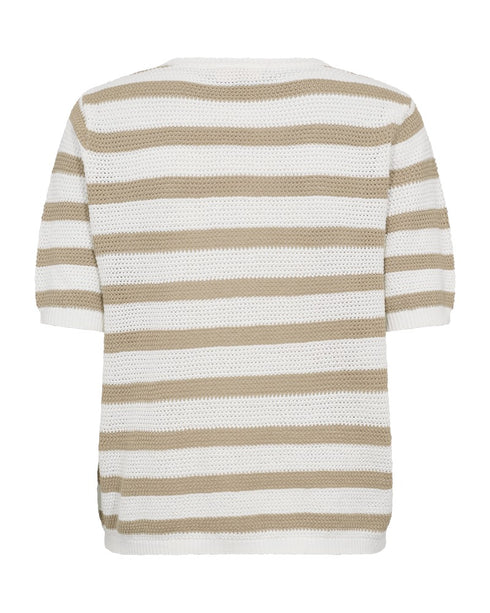 Freequent FQDODO Short Sleeve Striped Cotton Knit – Star OffWhite / Silver Mink – 207309