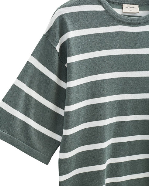 Freequent FQCONNY Short Sleeve Striped Knit – White & Green – 207377