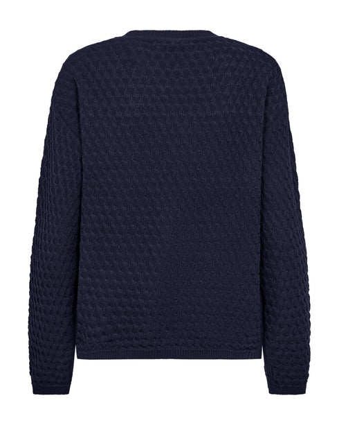 Freequent FQDODO Navy Organic Cotton V-Neck Patterned Pullover 207400