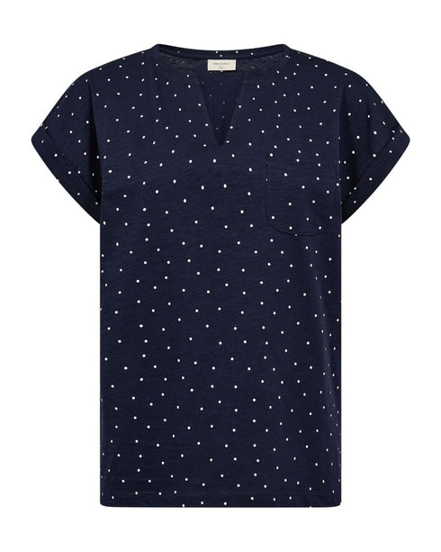 Freequent Viva Tee Spot Navy Blazer Star Off White 7105 Organic Cotton 207663