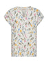 Freequent Viva Tee Floral Star Off-White Golden Haze Organic Cotton V-Neck 207664