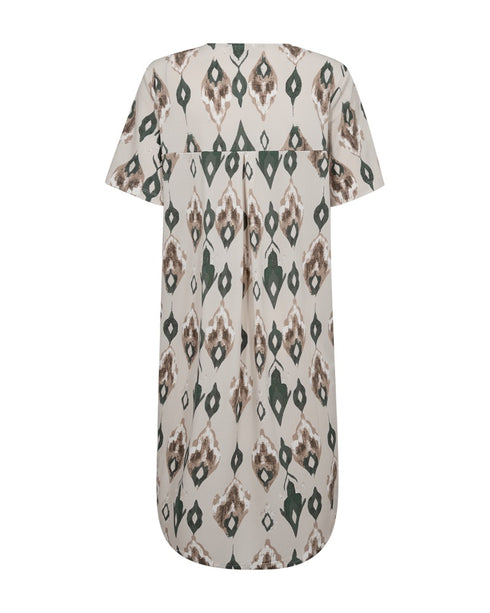 Freequent FLOI Dress Green and Beige Moonbeam w. Dark Forest 207677