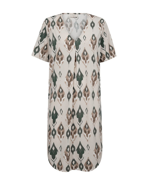Freequent FLOI Dress Green and Beige Moonbeam w. Dark Forest 207677