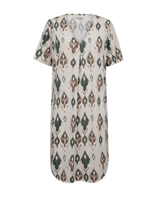 Freequent FLOI Dress Green and Beige Moonbeam w. Dark Forest 207677