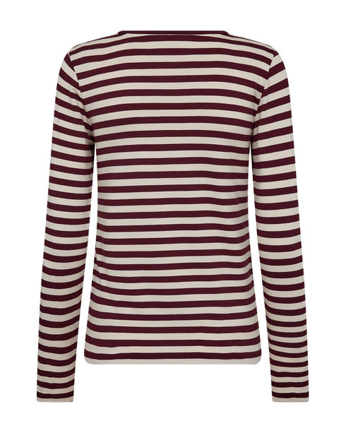 Freequent FQLIANA Striped Long-Sleeve Top 207833 Port Royale Wine and Moonbeam