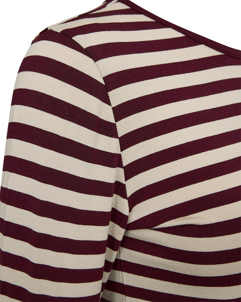 Freequent FQLIANA Striped Long-Sleeve Top 207833 Port Royale Wine and Moonbeam