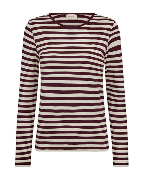 Freequent FQLIANA Striped Long-Sleeve Top 207833 Port Royale Wine and Moonbeam