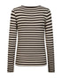 Freequent FQLIANA Striped Long-Sleeve Top 207833 Mole Brown and Moonbeam