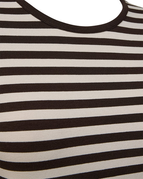 Freequent FQLIANA Striped Long-Sleeve Top 207833 Mole Brown and Moonbeam