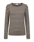 Freequent FQLIANA Striped Long-Sleeve Top 207833 Mole Brown and Moonbeam