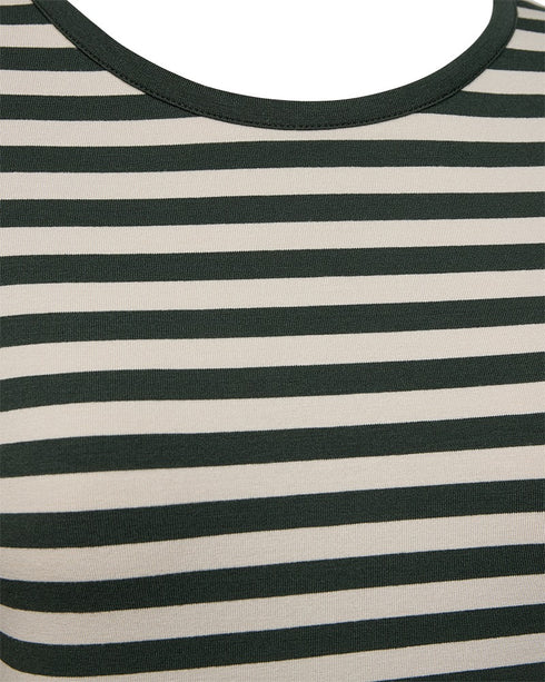 Freequent FQLIANA Striped Long-Sleeve Top 207833 Deep Forest Green and Moonbeam