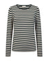 Freequent FQLIANA Striped Long-Sleeve Top 207833 Deep Forest Green and Moonbeam