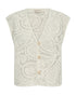 Freequent CROSSY Lace Waistcoat Beige Cotton Blend V-Neck 207902