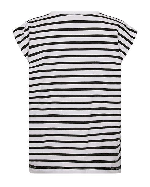 Freequent FQFENJAL Striped Organic Cotton T-Shirt Brilliant White Coffee Bean 208015