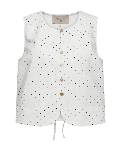 Freequent ANYA Waistcoat Off-White and Black Dot Print 208072