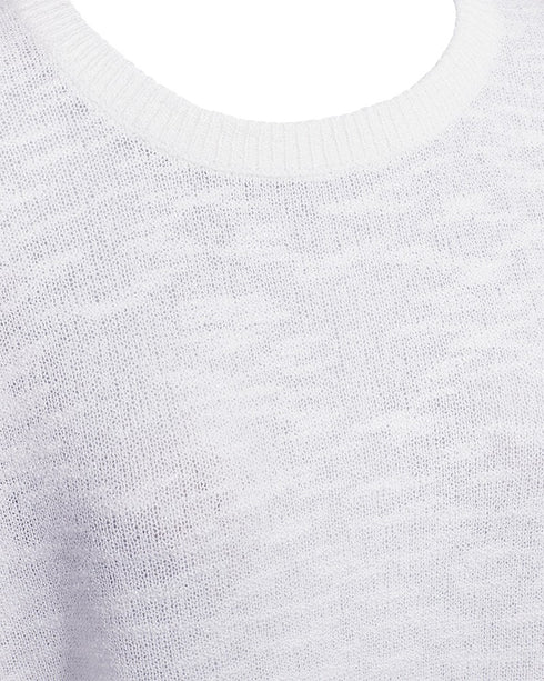Freequent FQVICKI Short Sleeve Fine Knit Pullover White Drop Shoulder 208117