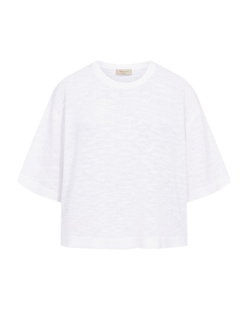 Freequent FQVICKI Short Sleeve Fine Knit Pullover White Drop Shoulder 208117