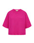 Freequent FQVICKI Short Sleeve Fine Knit Pullover Fuchsia Purple Rose Drop Shoulder 208117
