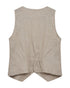Freequent FQVASI Waistcoat Sand Melange Silver Metallic Thread Linen Blend V-Neck