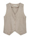 Freequent FQVASI Waistcoat Sand Melange Silver Metallic Thread Linen Blend V-Neck