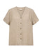 Freequent LAVA Linen Shirt Sand Melange Short Sleeve V-Neck 208150