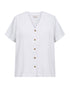 Freequent LAVA Linen Shirt White Short Sleeve V-Neck 208150