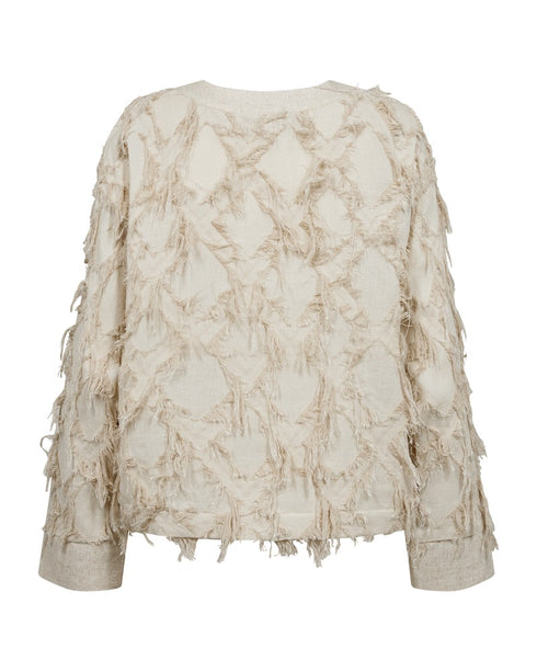 Freequent FQFOLLY 208157 Textured Fringe Jacket in Beige
