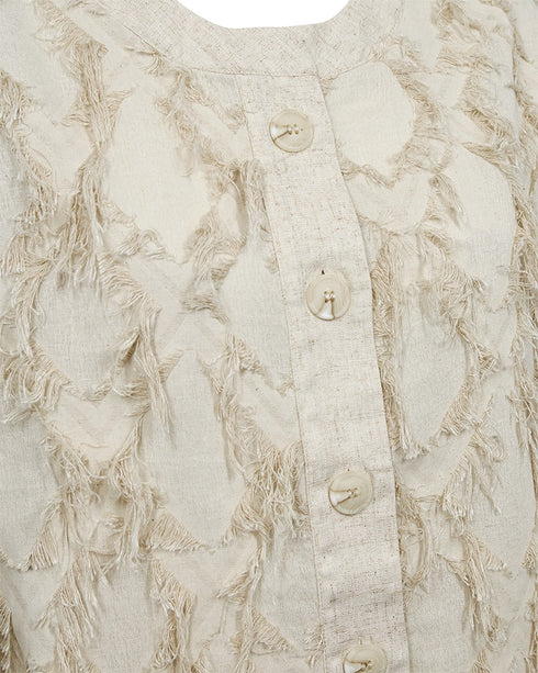 Freequent FQFOLLY 208157 Textured Fringe Jacket in Beige