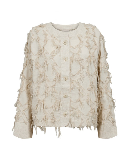 Freequent FQFOLLY 208157 Textured Fringe Jacket in Beige