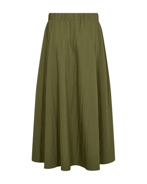 Freequent FQESFENNY Crinkled A-Line Midi Skirt 211795 Calliste Green