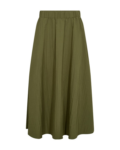 Freequent FQESFENNY Crinkled A-Line Midi Skirt 211795 Calliste Green