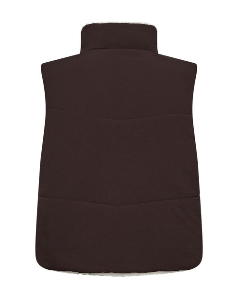 Freequent FQRAVI Reversible Faux Fur Vest 211926 Mole Brown and Moonbeam
