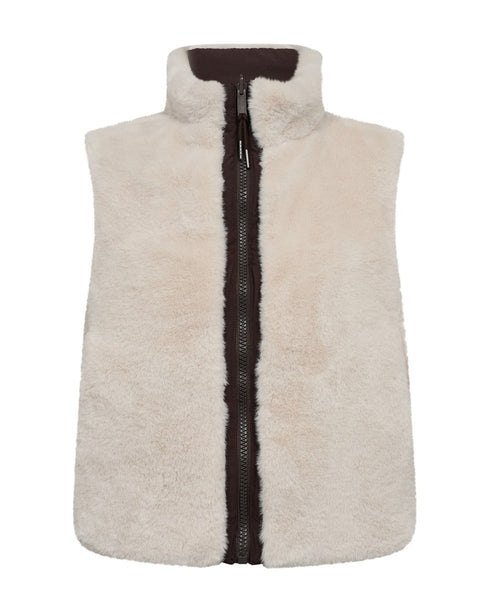 Freequent FQRAVI Reversible Faux Fur Vest 211926 Mole Brown and Moonbeam