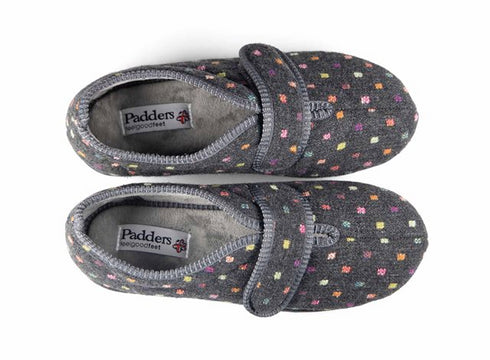 Padders Camilla 447 Women's Velcro Slippers - Wide Fit with Memory Foam Comfort