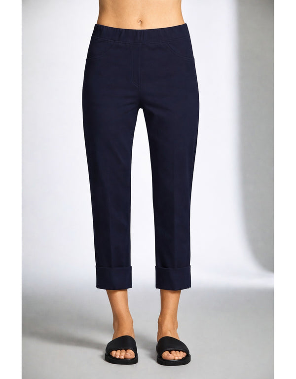 Peruzzi Slim Straight Turn-Up Trouser in Navy- S26122L 64