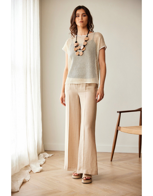 Peruzzi Lustre Linen Wide Leg Trousers in Sand - S26138