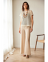 Peruzzi Lustre Linen Wide Leg Trousers in Sand - S26138