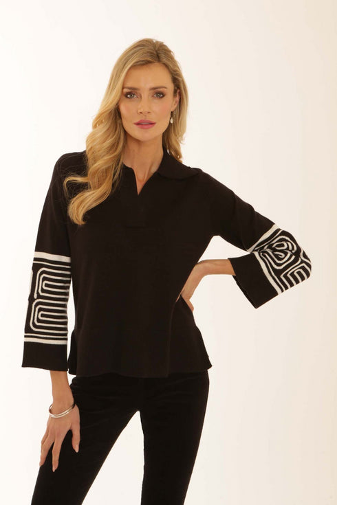 Pomodoro Clothing Jacquard Sleeve Jumper 12556