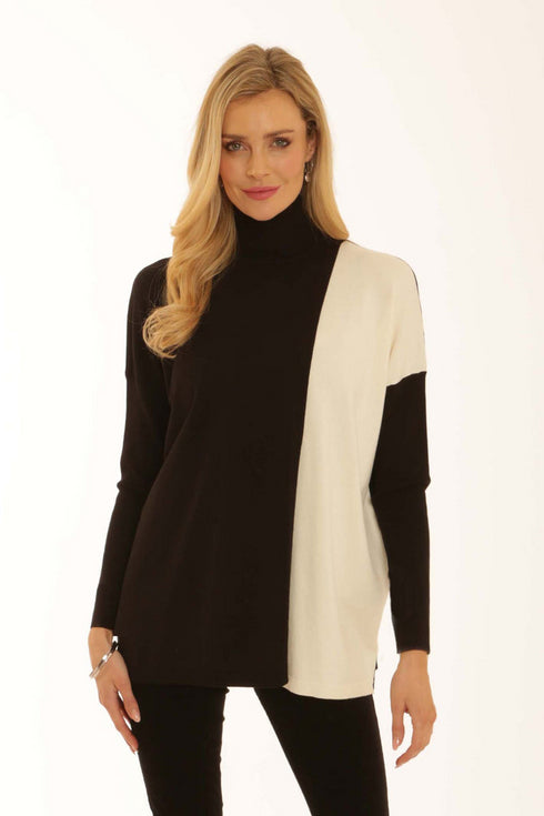 Pomodoro Two Tone Poncho – Women’s Casual Knitwear 12563